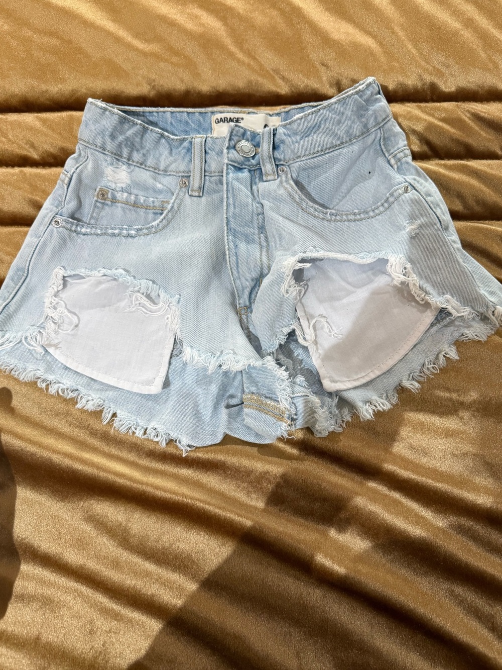 Garage Light Blue Distressed Denim Cutoff Shorts